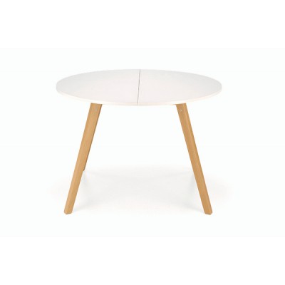 Стол обеденный HALMAR RUBEN белый матовый/натуральный 102-142/102